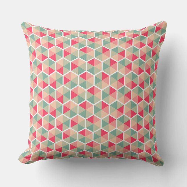 Colour Geometric Honeycomb Pattern 04 Throw Pillow (Front)