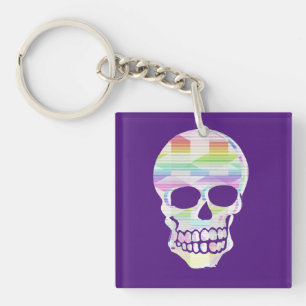 Colour Glitch Skull Keychain