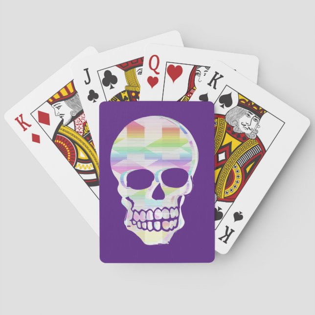  Colour Glitch Skull   Playing Cards (Back)