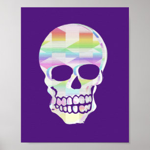 Colour Glitch Skull Poster