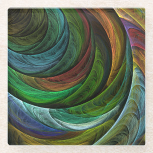 Colour Glory Modern Abstract Art Pattern Elegant Glass Coaster