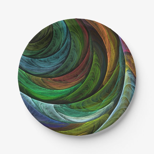 Colour Glory Modern Abstract Art Pattern Elegant Paper Plate (Front)