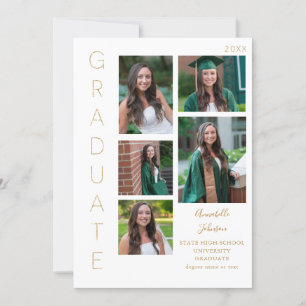 Colour Glow - Gold & White 1 Graduate 6 Multi Phot Invitation
