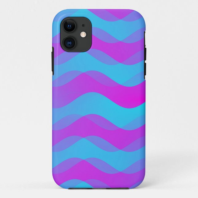 Colour Gradients Waves - blue pink Case-Mate iPhone Case (Back)
