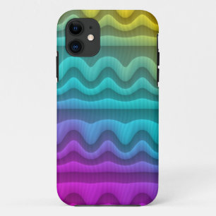 Colour Gradients Waves & Stripes - yellow blue iPhone 11 Case