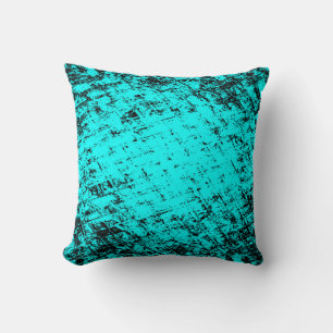Colour grunge turquoise background. Halftone eleme Throw Pillow