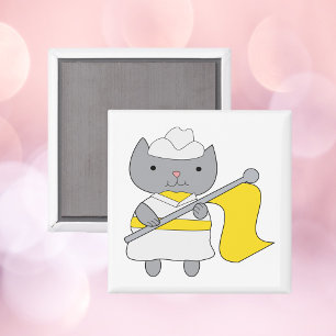 Colour Guard Flag Team Grey Cat Yellow White Magnet