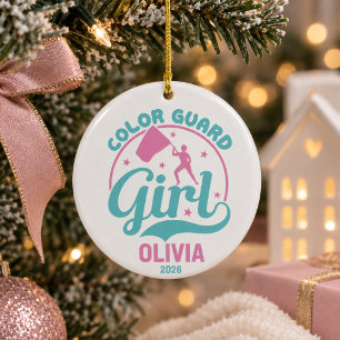 colour guard girl personalized christmas ceramic ornament