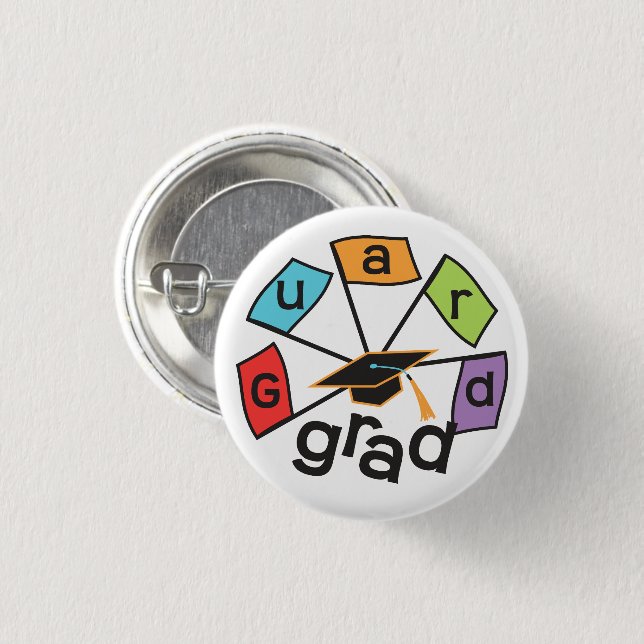 Colour Guard Graduate - Graduation Colourful Flags 1 Inch Round Button (Front & Back)