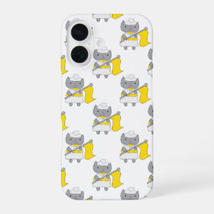 Colour Guard Grey Cat Yellow and White iPhone 16 Case