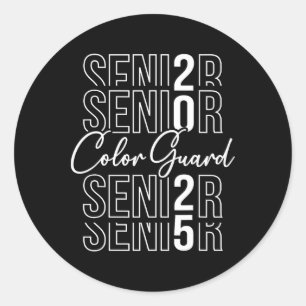 Colour Guard Senior Hearts Cl Of 2025 Senior Colou Classic Round Sticker