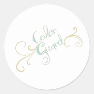 Colour Guard Teal Text With Swirl Classic Round Sticker