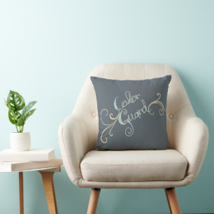 Colour Guard Teal Text With Swirl Throw Pillow