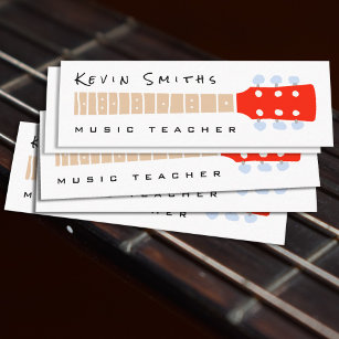 Colour Guitar Neck on White Music Teacher Mini Business Card