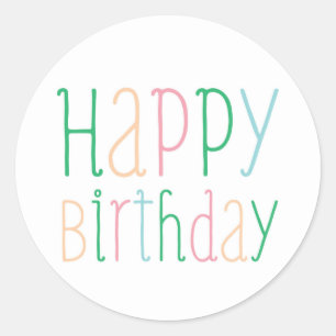 Colour Happy Birthday Classic Round Sticker