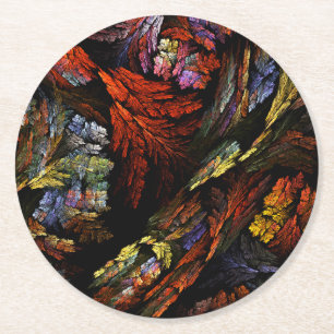 Colour Harmony Abstract Art Round Paper Coaster