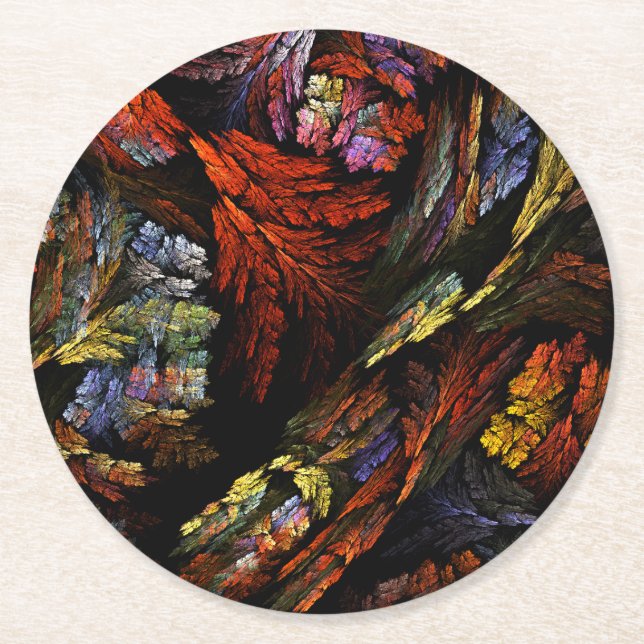 Colour Harmony Abstract Art Round Paper Coaster (Front)