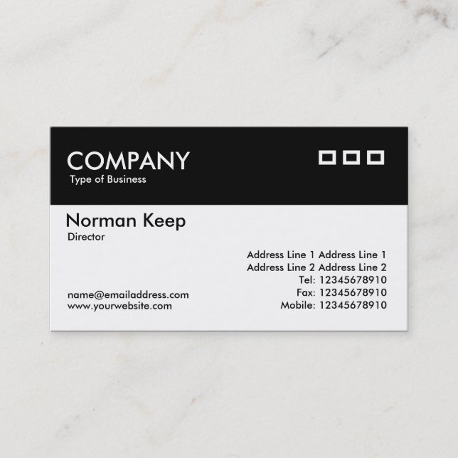 Colour Header - Black Business Card (Front)