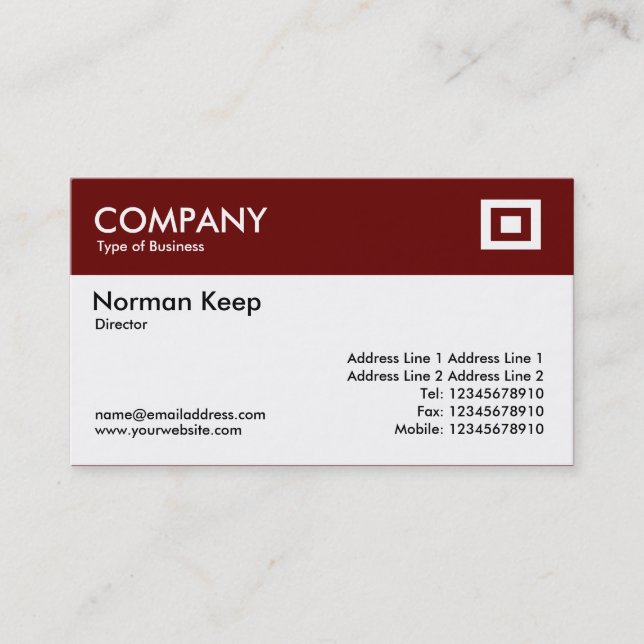 Colour Header - Dark Maroon Business Card (Front)