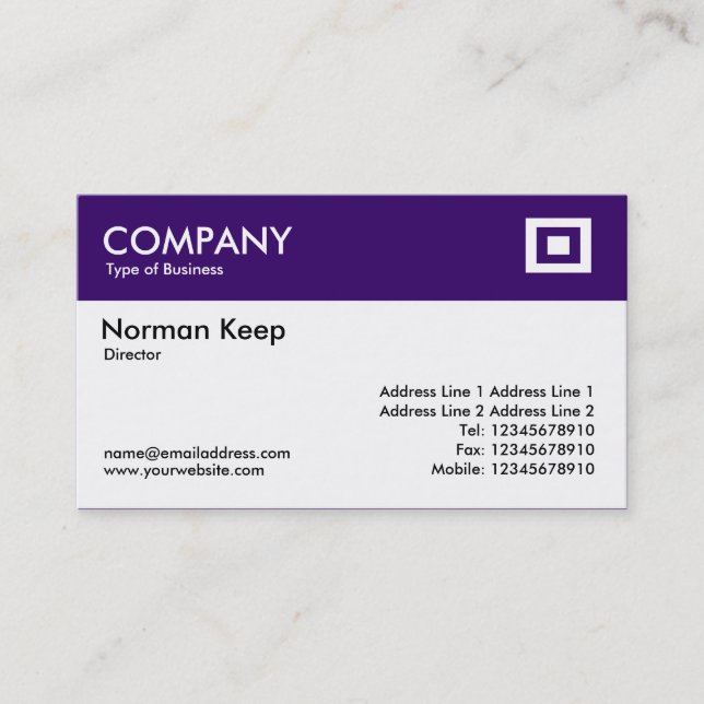 Colour Header - Dark Violet Business Card (Front)