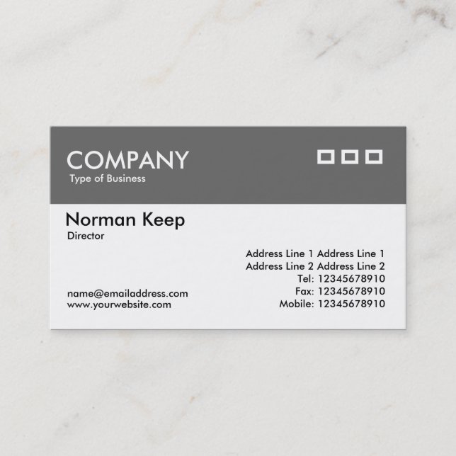 Colour Header - Grey Business Card (Front)