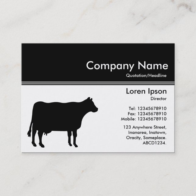 Colour Header III v2 - Black - Cow Business Card (Front)