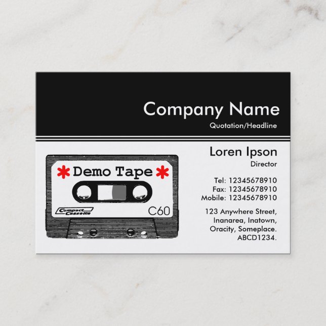 Colour Header III v2 - Black - Demo Tape Business Card (Front)