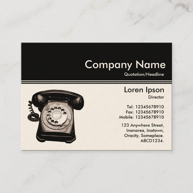 Colour Header III v2 - Black - Hotline (Cream) Business Card (Front)