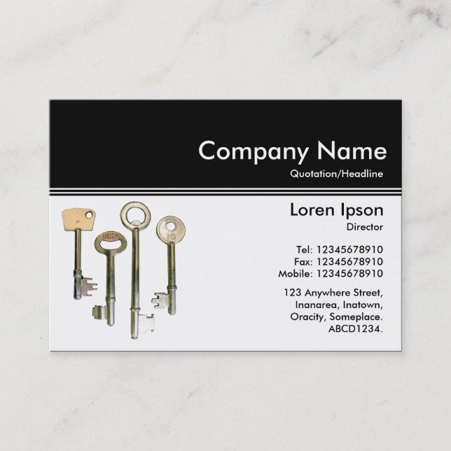 Colour Header III v2 - Black - Keys Business Card (Front)