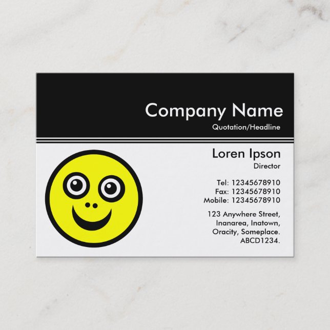 Colour Header III v2 - Black - Smily Face Business Card (Front)