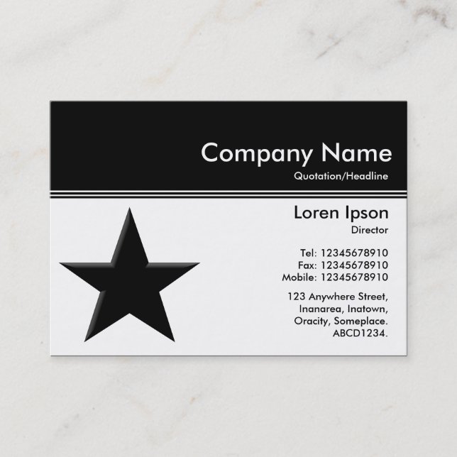 Colour Header III v2 - Black - Star Business Card (Front)