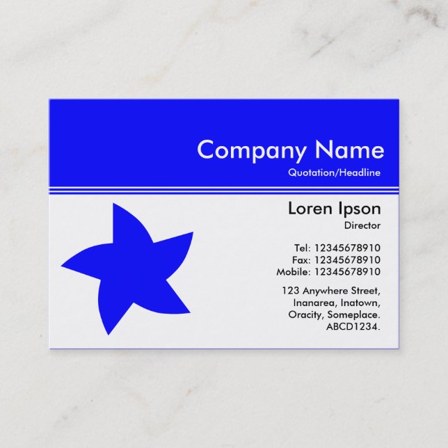 Colour Header III v2 - Blue - Rotating Star Business Card (Front)