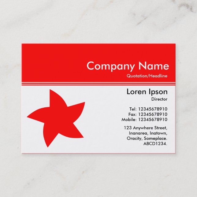 Colour Header III v2 - Red - Rotating Star Business Card (Front)