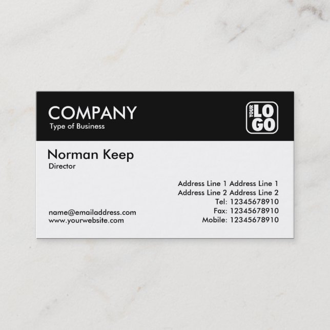 Colour Header (Logo) - Black and White Business Card (Front)