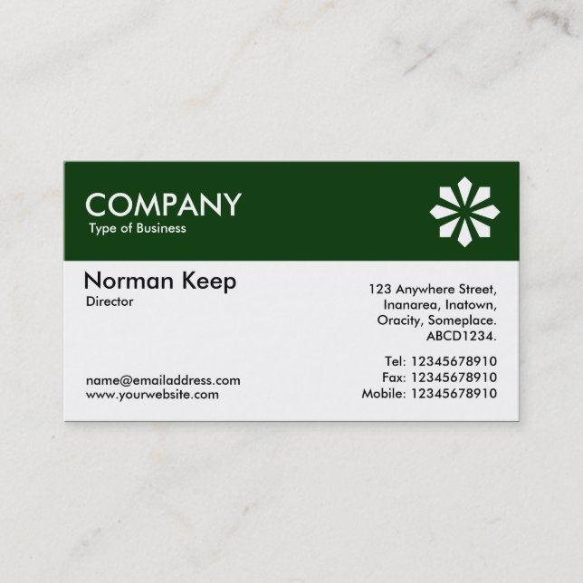 Colour Header (Logo) - Dark Green 003300 Business Card (Front)