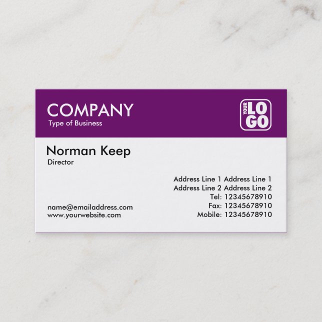 Colour Header (Logo) - Plum Business Card (Front)