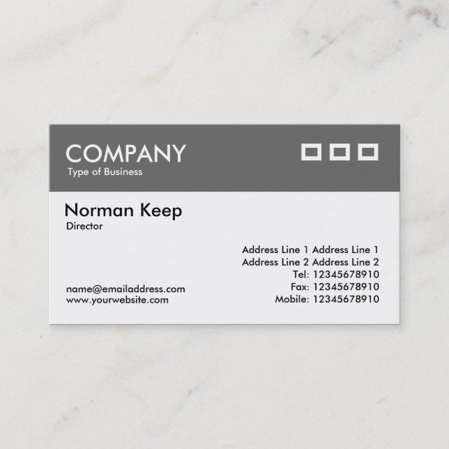 Colour Header - Mid Grey v2 Business Card (Front)