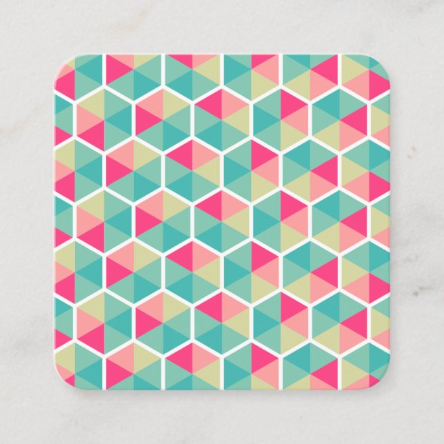 Colour Hexagon Pattern 02 Square Business Card (Front)