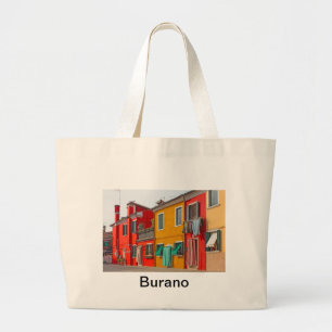 Colour houses in Venice island Burano Italy Large Tote Bag