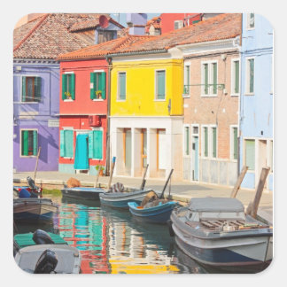 Colour houses in Venice island Burano Italy Square Sticker