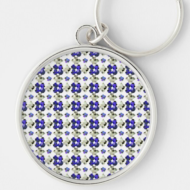 Colour Illustration Fancy shapes, Grey and Blue Keychain (Front)