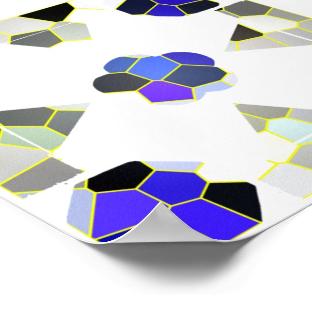 Colour Illustration Fancy shapes, Grey and Blue Poster (Corner)