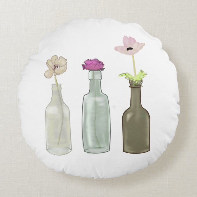 colour illustrations round pillow (Front)