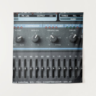 Colour image of many buttons in a sound recording tapestry