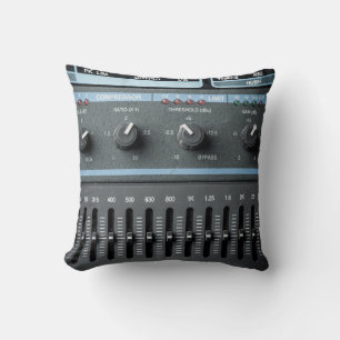 Colour image of many buttons in a sound recording throw pillow