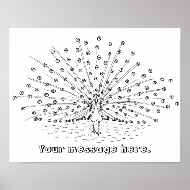 Colour in a Peacock Drawing Colouring Posters (Front)