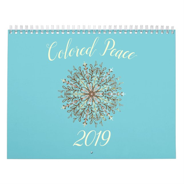 Colour-in black and white kaleidoscope mandala calendar (Cover)