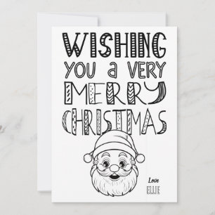 Colour-in Merry Christmas Santa Flat Card
