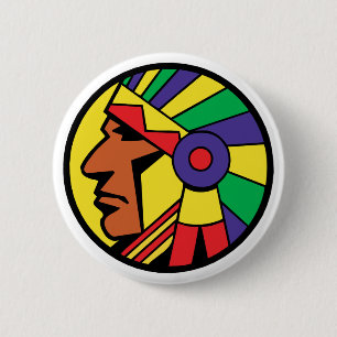 Colour Indian Head 2 Inch Round Button