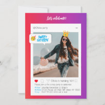 Colour InstaParty Birthday Invitation